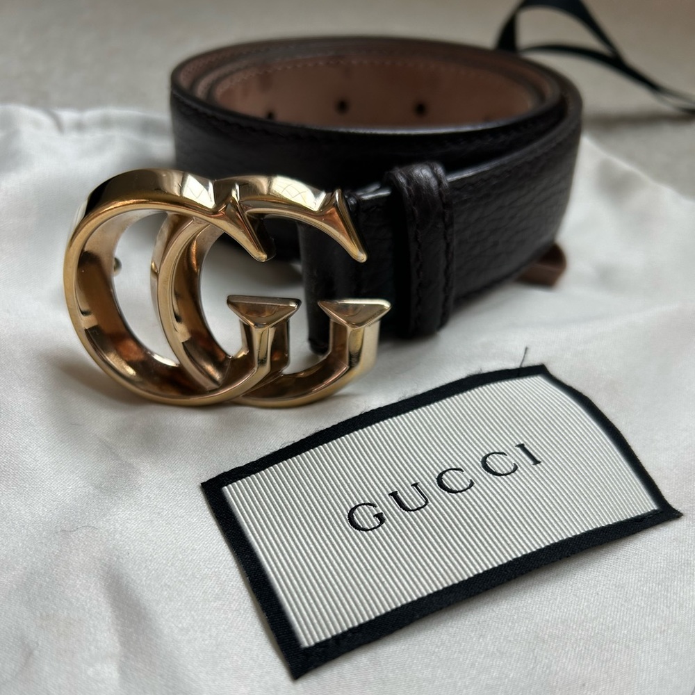 Authentic GUCCI belt dark brown 80cm